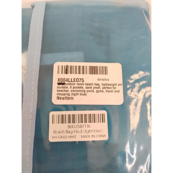 Mesh beach bag 6 pockets sand proof Blue gym Tote Bag Large - Picture 5 of 9